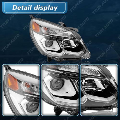 Compatible with 2016 2017 Chevy Equinox L/LS/LT/LTZ Headlight with Bulbs Projector & Halogen Type 84009752 84009751 (Passenger Side