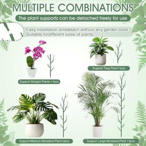 Honeydak 18 Pack Monstera Plant Support Plant Support Stakes for Indoor Plants Stackable Monstera Climbing Sticks with Orchid Clips Twist Ties for Potted Tomato Pothos Philodendron