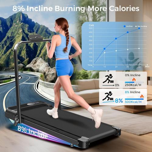 Walking Pad with Incline, 2.5HP Walking Pad Treadmill, 3 in 1 Portable Under Desk Treadmills for Home Small Space, Foldable Folding Home Treadmill with Remote Control, 350LBS Capacity