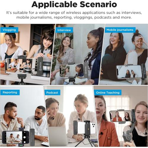 BOYA 2.4GHz Wireless Lavalier Lapel Microphone System for iPhone/iPad Dual Clip On Cordless Lav Mic for Vlog Video Recording YouTube with Lightning Connector Receiver and Transmitter by-WM4 PRO-K4