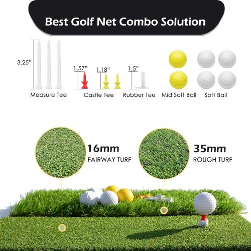 Bearwill Golf Net, 10x7ft Heavy Duty Golf Practice Nets with Mat, Target Cloth, 7 Tees, 6 Balls, Carry Bag for Backyard Driving Chipping Indoor Outdoor Training ‼️mild scratches ‼️