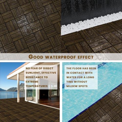 Acacia Wood Interlocking Deck Tiles, 12'' x12'' Outdoor Flooring for Balcony Decor, Backyard Paths & Garden Areas, Waterproof Wood Flooring Stable & Durable (27Pcs)