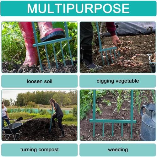 Broad Fork Garden Tool, 5 Tines 20 in Broadfork Hand Tiller, 55 inch Heigh Pitch Fork, Ergonomic U-Shaped Design, Spading Digging Fork for Gardening, Cultivating, Aerate Clay Soil for Farm