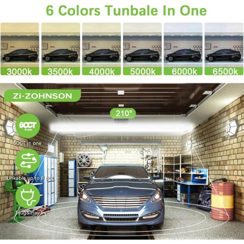 6 Pack 4FT Led Shop Lights,30W 3900LM 3000-6500K Tunable,T8 Tube Light with 6CCT,Milky Cover Linkable Fixture Lights for Workshop,Warehouse,Garage,Shop,Barn
