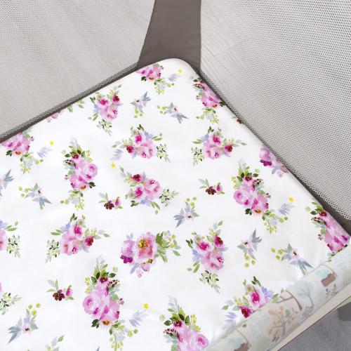 Pack and Play Sheets Girl Red Floral, Compatible with Graco Pack and Play