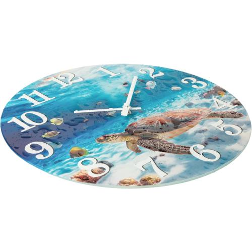 Outdoor Clocks Waterproof Outdoor Coastal Beach Ocean Wall Clocks for Patio Pool Garden Home Decor(14 Inch,Blue,Sea Turtle)