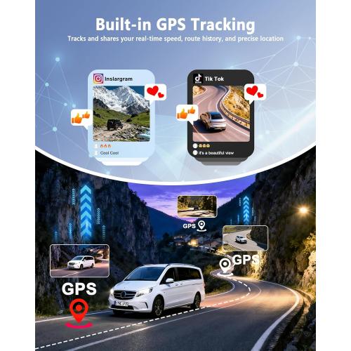 4K Dash Cam Front and Rear, Night Vision, WDR, Free Card Included | 2K Rear Dash Camera for Cars, 170° Wide Angle, 5.8G/2.4G Wi-Fi, Built-in GPS, G-Sensor Emergency Lock, 24H Parking Monitor
