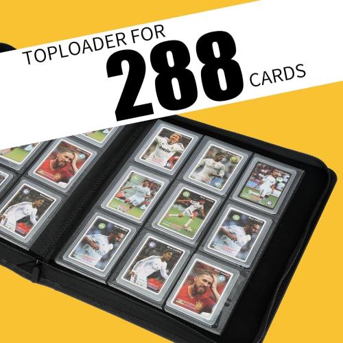 Toploader Binder, 9-Pocket Pages Sleeves Hold up 288 Cards, Toploader Hard Cases,Toploader Card Binder for MTG, TCG, Sport Card, Game Cards, Durable Sleeves for Storage & Display(Gray)