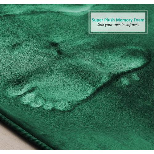 Clara Clark Bathroom Rugs, Ultra Soft Plush Bath Mat for Bathroom, Non-Slip, Velvet Memory Foam Set of 2 Bath Rugs, 17 x 24, Solid Hunter Green