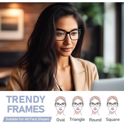 Reading Glasses for Women, 3 pack Fashion Oversized Blue Light Readers for Women, Spring Hinge Cat Eye Glasses Anti Eyestrain (A1 Black Tortoiseshell Purple, 2.75)