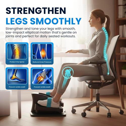 Under Desk Elliptical Machine – Electric Seated Pedal Exerciser for Seniors & Adults, Quiet Ellipse Leg Exerciser with 12-Speed Corded Electric Control, Remote, LCD Foot Pedals for Home Office Workout