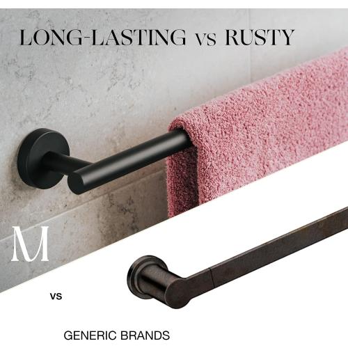 Marmolux Acc - Matte Black Towel Bar - 24 inch Bathroom Towel Holder - Heavy Duty Stainless Steel SUS 304 Bar - Wall Mounted Towel Rack Storage Set - Ideal for Bathroom & Kitchen. - Hand Towel Holder