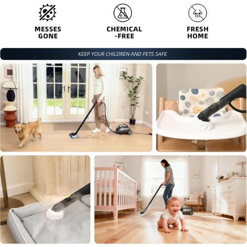 Heavy-Duty Steam Cleaner - 1500W Multipurpose Handheld Floor Steamer with 22 Accessories 16ft Cord for Home, Car Detailing, Tile, Grout, Carpet, Wallpaper, Upholstery, Window, Deep Cleaning