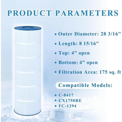 Pool Filter Compatible with CX1750RE, C1750, C-8417, PA175, 817-0175P, PXC175, FC-1294, 1 Pack