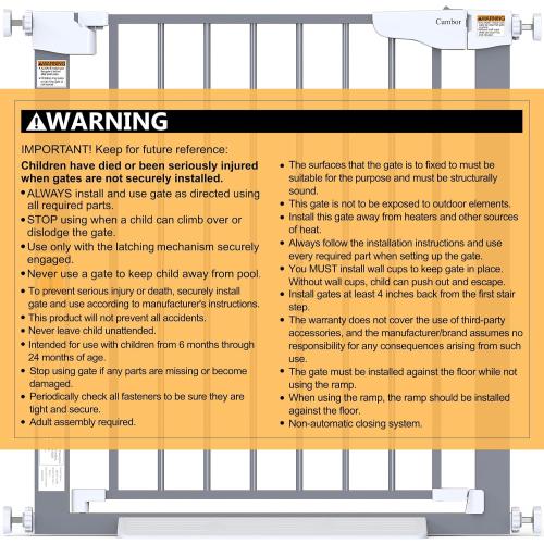 Cumbor 29.7-46 Baby Gate for Stairs, Gifts for Mom-Auto Close Dog Gate for The House, Easy Install Pressure Mounted Pet Gates for Doorways, Easy Walk Thru Wide Safety Gate for Dog, Gray