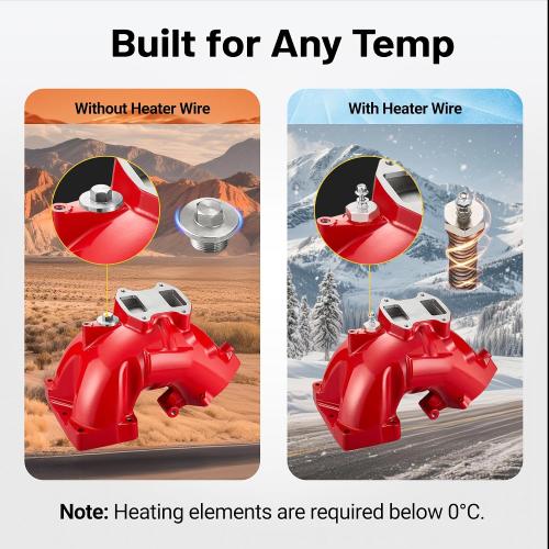Intake Manifold Kit for 6.7L Cummins 2013-2018 Ram 3500 4500 5500 (Chassis-Cab) Engine Air Intake Horn Kit with Grid Heater Upgrade & Heating System, Red