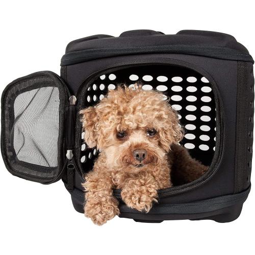 Collapsible Cat Carrier Hard, Travel Pet Carriers Bag for Small Dogs for Car Travel with Ventilation Guinea Pig 2 Small Cats Carrier Cage Dog Crate (Black)