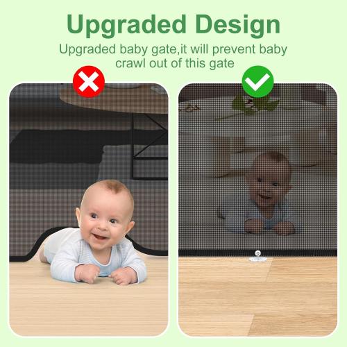 Retractable Baby Gate, Extra Wide Safety Kids or Pets Gate, 33” Tall, Extends to 55” Wide, Mesh Safety Dog Gate for Stairs, Indoor, Outdoor, Doorways, Hallways(33”x55”- Black)