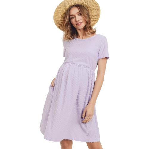 M HELLO MIZ Women's Maternity Empire Waist Casual Dress