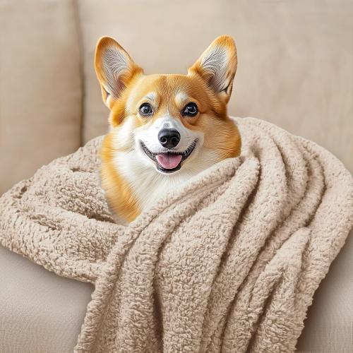 1 Pack 3 Calming Blankets Fluffy Premium Fleece Pet Blanket Soft Sherpa Throw for Dog Puppy Cat Beige Large (41 x31'')