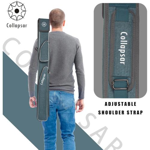 Collapsar 1x2 Pool Cue Case Holds 1 Butt and 2 Shafts,Heavy Duty Billiard Stick Bag with Adjustable Shoulder Straps
