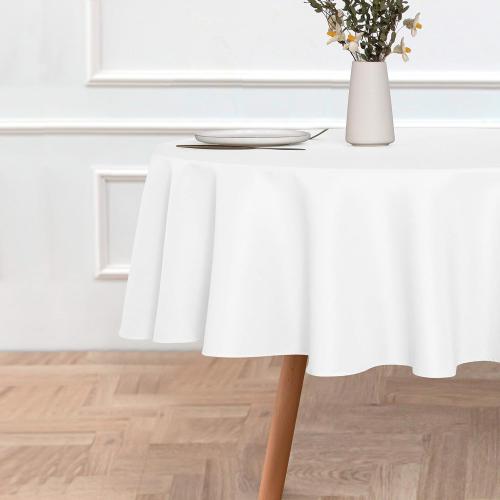 sancua White Round Tablecloth 60 Inch Diameter for 20-48 Inch Tables