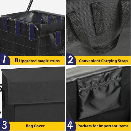 Shopping Cart for Groceries, 396 LBS Super Capacity Folding Utility Cart with Waterproof Liner, 360° Rolling Swivel Wheels Collapsible Cart, Heavy Duty Trolley for Laundry, Groceries (Jumbo Bag)