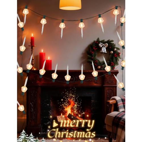 Abeja Christmas Silver Bubble Lights Set, 11 Ft Vintage Bubble Lights 8 Silver Glitter Bubble Bulbs(1 Spare), E12 Candelabra Base UL Listed for Christmas Tree Holiday House Lighting Decor- Green Wire