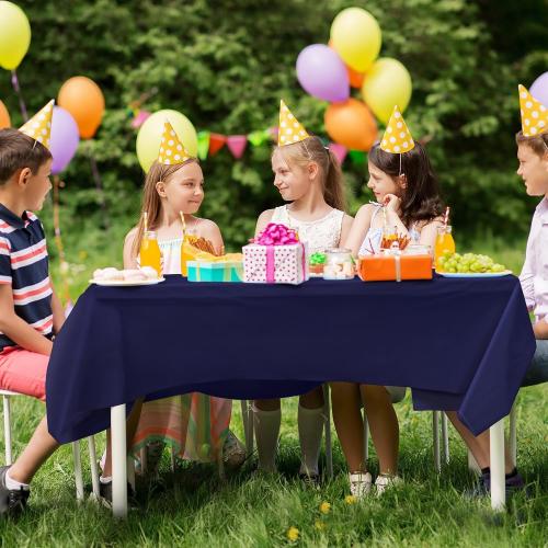10 Pack Navy Blue Disposable Tablecloth, 54×108 Inches Waterproof Plastic Rectangle Table Cover, Leakproof & Sturdy Table Cloth for Thanksgiving, Veterans Day, Holiday Party Decoration