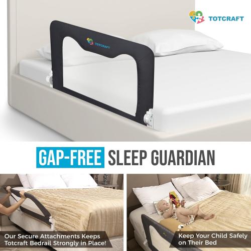 TotCraft Bed Safety Rails for Toddlers - Bed Rail Guard for Queen, King, Full Szie, Twin Mattress Bed (Grey, 35.5W*23.5H Inch (Regular Extra Tall)) ‼️used‼️