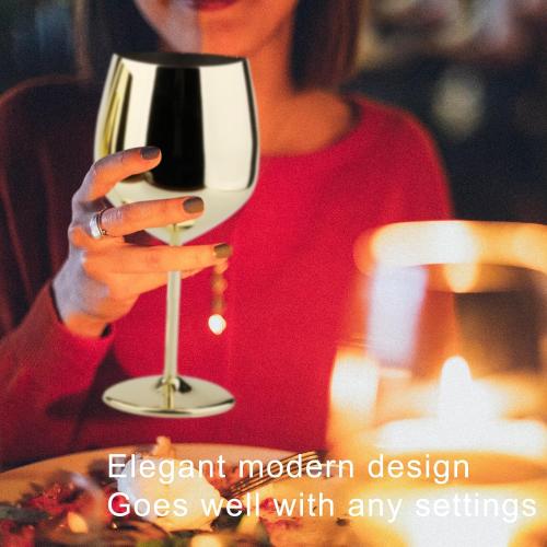 Stainless Steel Wine Glass 18oz - Set of 2 Gold - 3.6 D x 8.3 H (851029)