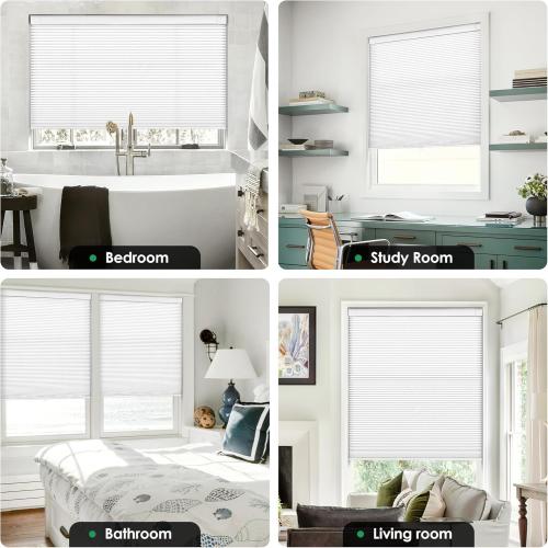 LazBlinds No Tools No Drill Cordless Cellular Shades, Light Filtering Honeycomb Shades for Home, Thermal Insulation Blinds for Windows, 36 W x 48 H, White
