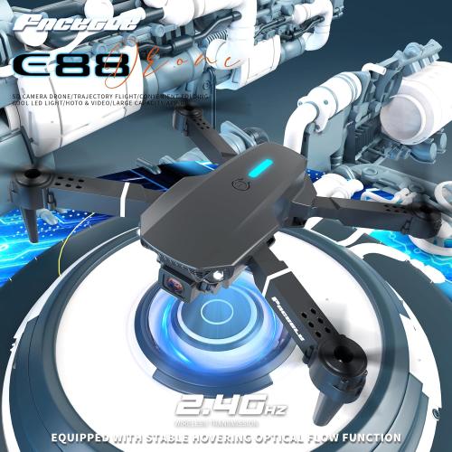 E88 Drone With Dual Camera, Mobile App Control, Indoor Flying Toy RC Plane With Video Function - Ideal Gift For Beginners, Christmas Halloween Thanksgiving Birthday Gift (Black Dual Batteries)
