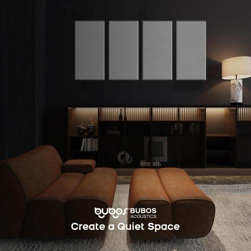 BUBOS 9 PCS Acoustic Panels,23.6''x11.8'' Fabric Soundproof Wall Panels,Self-adhesive Sound Absorbing Panels for Studios, Office, Home Theater,Fabric-Clad Grey