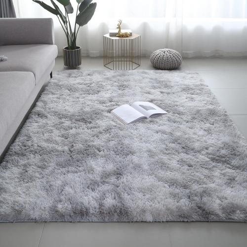 Shag Area Rugs for Bedroom Living Room,4X6 Ultra Soft Fluffy Area Rugs for Dorm, Indoor Carpet Nursery Rugs for Kids Room Home Decor,Tie-Dye Grey