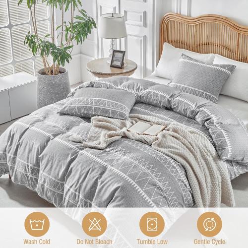 Cover King Size, Grey Breathable Comforter Cover King Size 1 PCS  Ultra Soft Brushed Bedding Duvet Cover Set with Zipper Ties (1 Duvet Cover 104x90 inches