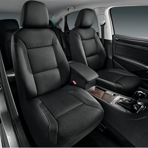 Skechers Memory Foam Leather Car Seat Covers, Air Cool Mesh Thick Seat Covers, Car Seat Covers Front Seats Airbag Compatible, Automotive Comfort for Most Cars, Vans, Trucks, SUV,Black