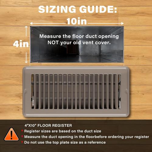4x10 Floor Registers, 10 Pack Taupe Steel Floor Vent Covers