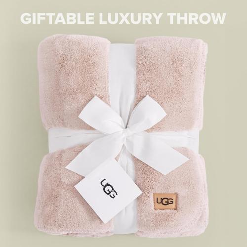 UGG Whitecap Fleece Throw Blanket, Soft Warm Throw for Bed or Chair, Luxury Bedroom Decor, Cozy Blankets, Machine Washable, 50-inch x 70-inch, Pink Quartz