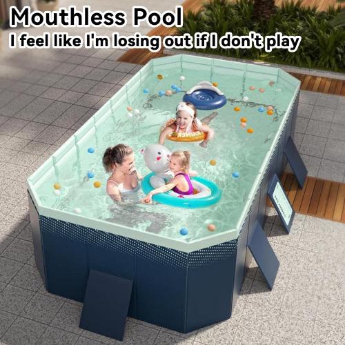 Foldable Swimming Pool, Rectangular Above Ground Swimming Pool for Outdoor Family Square Pool with Drain Plug and Drain Hole, Easy to Assemble, Pool for Backyard Dog Pools (3m)