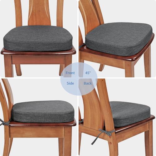 BUYUE Thickened 2.5 Friendly Woven Fabric Dining Chair Cushion, U-Shape High Density Foam Comfortable Chair Pad for Kitchen, Slip Resistant Indoor Seat Cushion (1 Piece, Dark Gray)