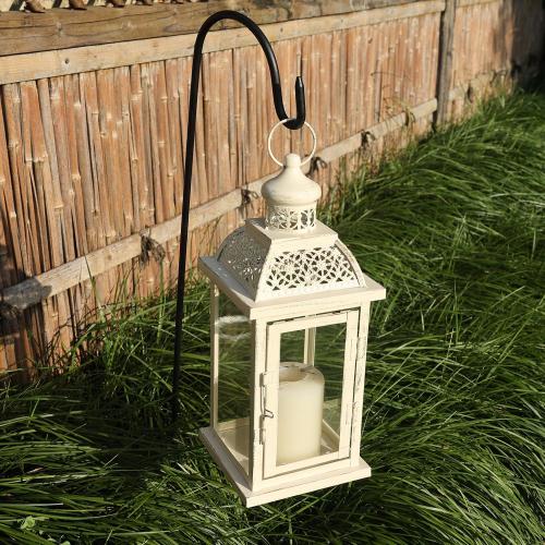 DECORKEY Lantern Decorative Indoor&Outdoor, 14.4'' Large Metal Candle Lanterns, Vintage Hanging Candle Holders Farmhouse Shelf Wedding Front Porch Patio Decor, Christmas Halloween Decorations for Home