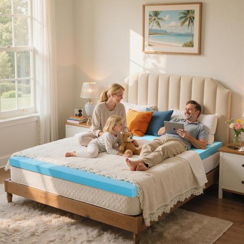 SyMax Queen Mattress Topper, Gel Infused Memory Foam Mattress Topper, Soft Bed Topper Mattress Pads for Bed, Sofa, RV, CertiPUR-US Certified, Blue, 3 Inch