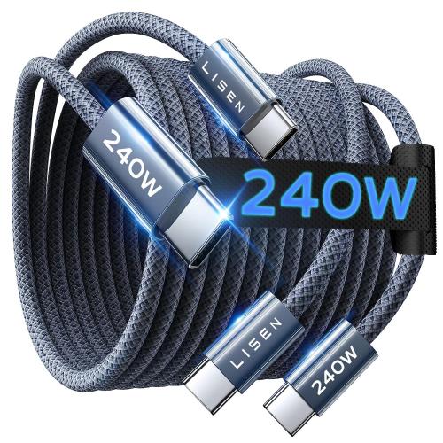 LISEN USB C to USB C Cable, 240W Fast Charging Type C Charger Cord (6.6FT)
