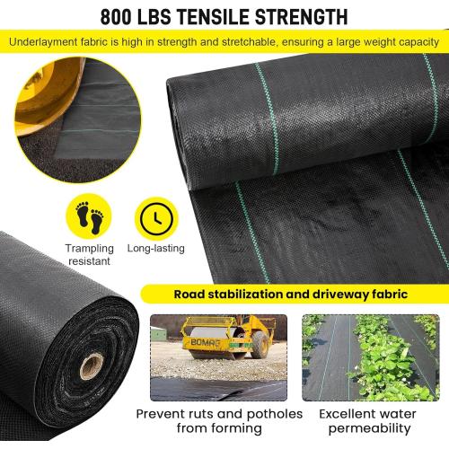 Doniks 13x115ft Driveway Fabric,5OZ Commercial Heavy Duty Weed Barrier Fabric, Garden Landscape Fabric,French Drain Fabric for Erosion Control,Landscape Fabric,Weed Barrier,Construction Projects