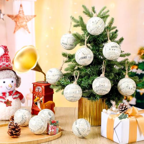 Daifunli 12 Pcs 3.15 Inch Christmas Tree Music Notes Ornament Vintage Balls Music Themed Merry Christmas Hanging Decorations Xmas Festive Pendant Home Decoration