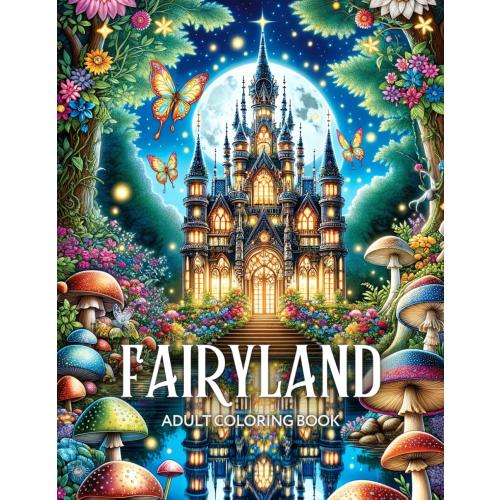 Fairyland Adult Coloring Book: Fairytale Designs of Enchanting Fairies, Magical Houses, and Fantasy Castles for Mindfulness and Relaxation