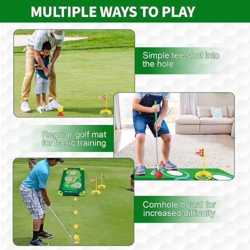 Toddler Golf Set for Boys Girls 3-6, Retractable Kids Golf Clubs with Cornhole Board & Putting Mat, Outdoor Indoor Sports Training Toy for Birthday Gifts