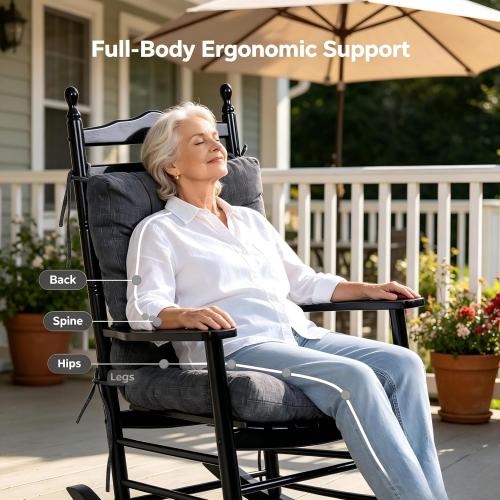 QILLOWAY Outdoor Chair Cushion for Patio Furniture, Waterproof Patio Cushions Set of 2 with Ties, Fade Resistant Replacement Pads for Outdoor Rocking Chairs,Charcoal Grey,Black ‼️possible stains and missing or broken pieces ‼️