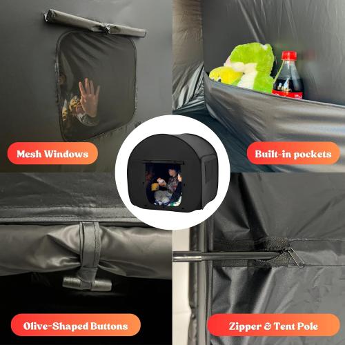 Size 47x47 Color Black Sensory Tent for Kids & Adults with Autism, ADHD, SPD - CPC Certification Large Size 47x47in Calm Corner Helps Children Relax, Reduce Anxiety & Improve Focus - Pop-up Blackout Play Tent